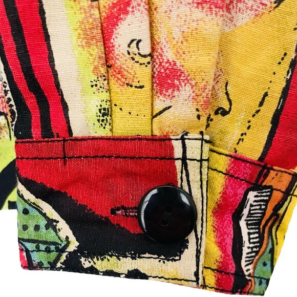 Picasso Cubism Modern Art VTG 80s Linen Jacket Kaktus Wearable Art Shacket Sz M - Picture 9 of 13